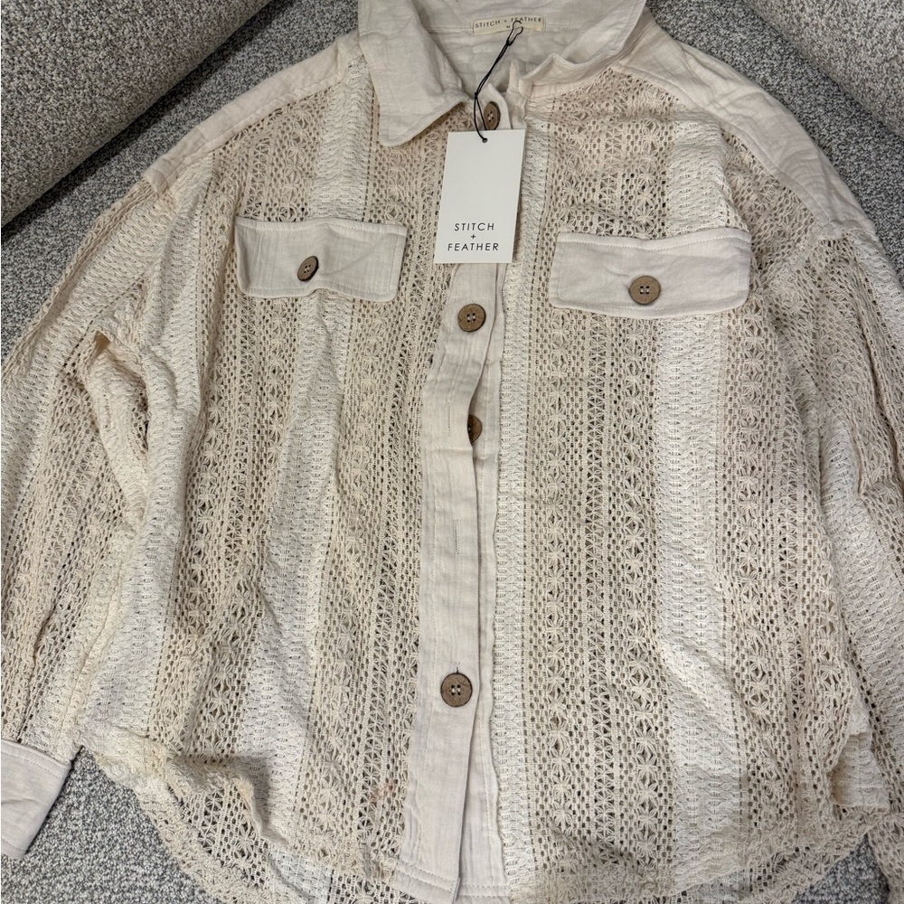 Cream Women's Crochet Jacket - Picture 8 of 10